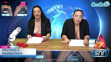 Camsoda Lesbian MILF And Teen Ride Sybian Masturbate On Air While Reading The News